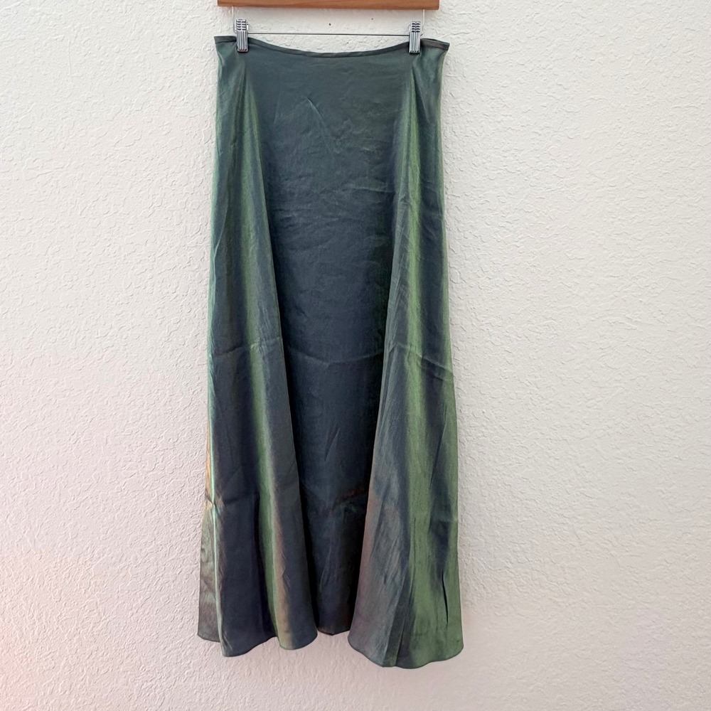 Vintage 90s Y2K Iridescent Dual-Tone Maxi Skirt Womens L Green/Purple USA Grunge - Picture 9 of 11